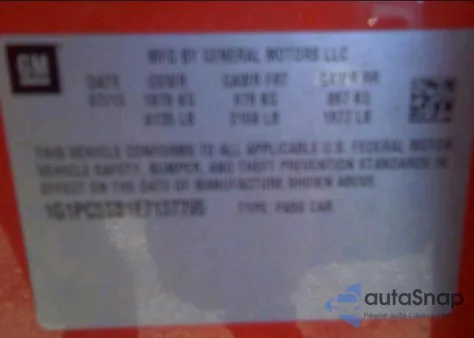 2014 Chevrolet Cruze Lt from USA, damaged, VIN 1G1PC5SB1E7137795